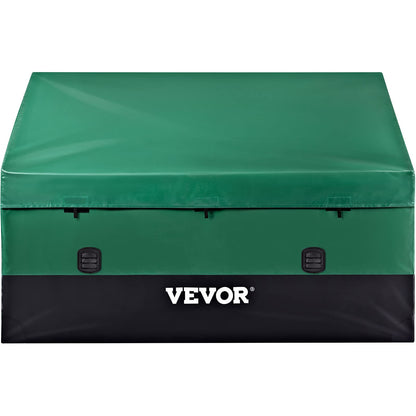 VEVOR Outdoor Storage Box, 230 Gallon Waterproof PE Tarpaulin Deck Box w/Galvanized Frame, All-Weather Protection & Portable, for Camping, Garden, Poolside, and Yard, Black & Green