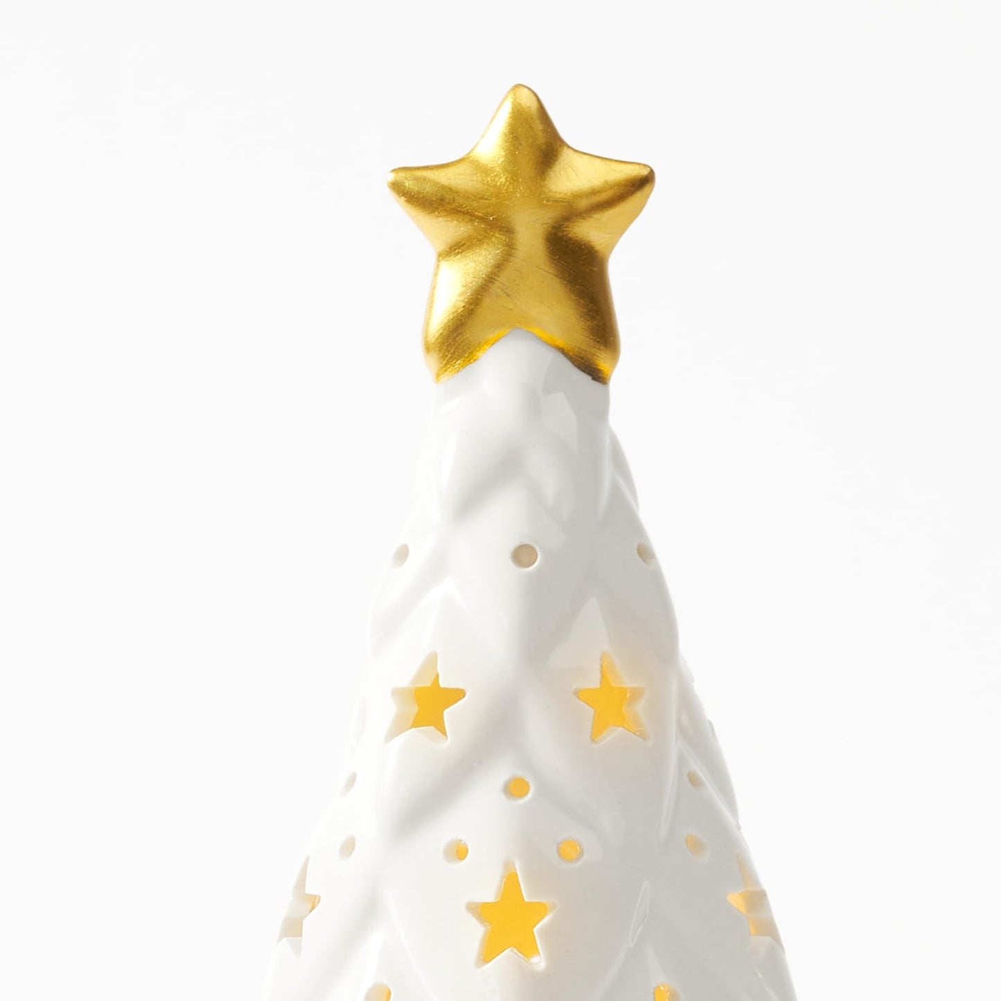 DN DECONATION Ceramic Christmas Trees Light Up White, 2Pcs Christmas Tree Lighted, Xmas Small Tree with Lights, Christmas Tree Figurines for Tabletop Fireplace Home Centerpieces Decoration