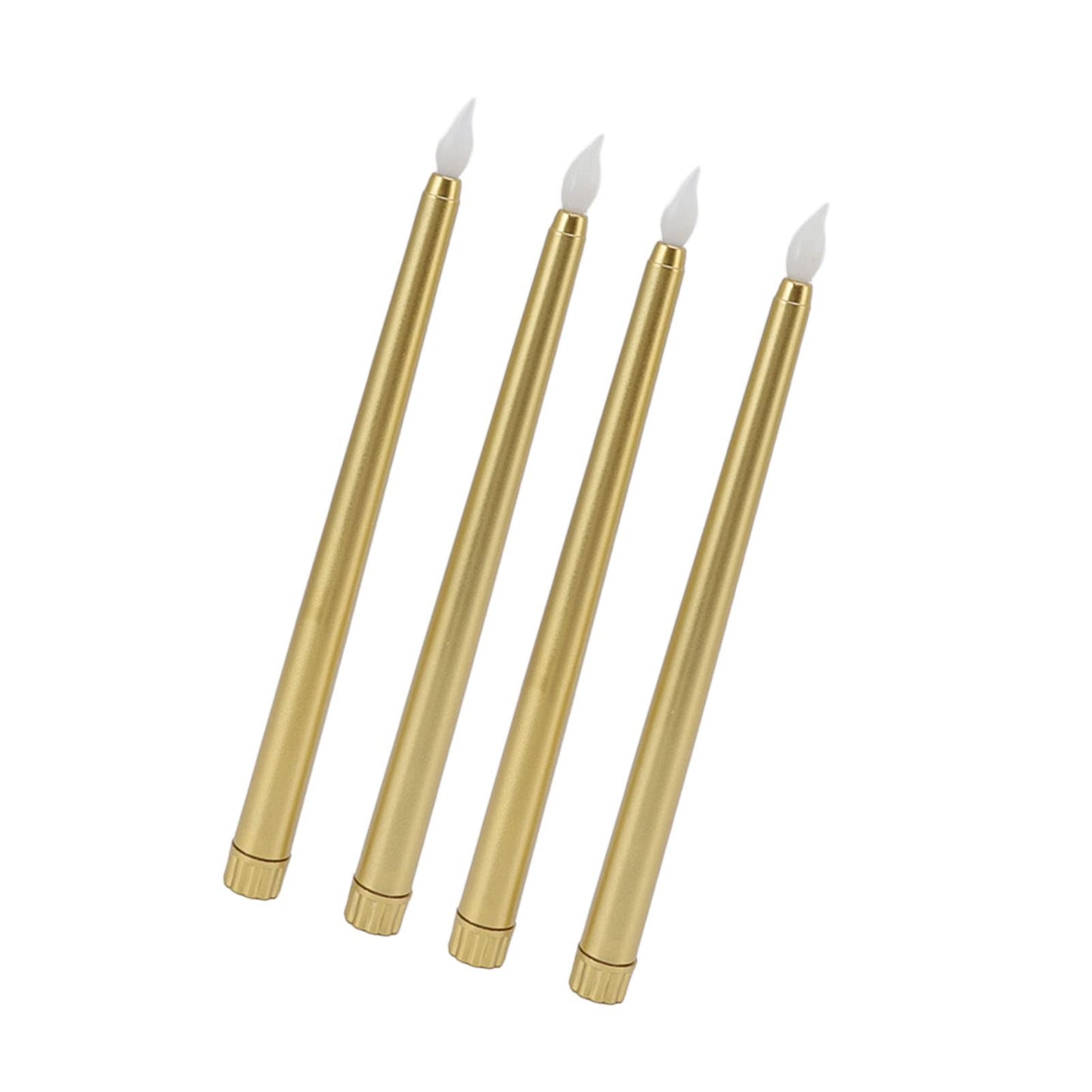 4Pcs Flameless Taper Candles Electric LED Taper Candle Halloween Christmas Holiday Decor Candles (Gold)