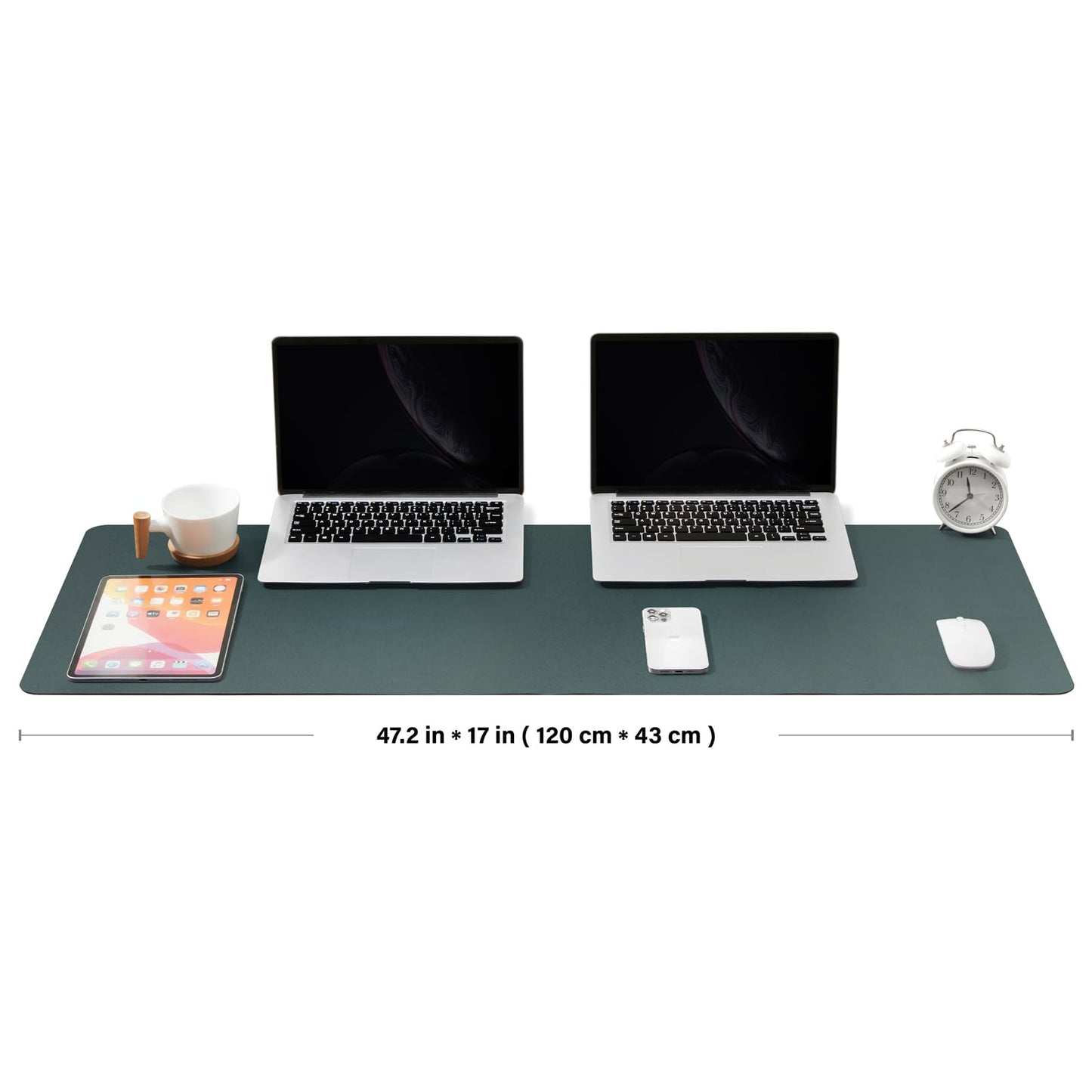 Large Desk Mat - 47.2"x 17" Non-Slip PU Desk Pad for Office and Home - Ideal for Large Mouse Pad and Desk Mats on Top of Desks(Dark Green)