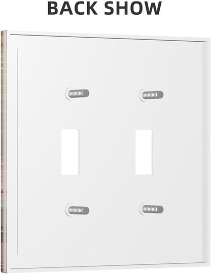 Pink Blooming Flowers Peonies Floral Light Switch Covers Double Toggle 2 Gang Wall Plate Dual Decorative Switch plate Electrical Faceplate for Farmhouse Living Room Decor