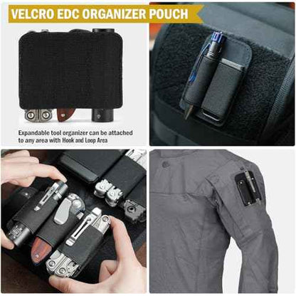 VIPERADE PL6 Tactical Modular EDC Organizer, Elastic Insert Pouch Panel with Hook Backed Accessories Holder, Attachment for Backpack, Tactical Vest, Bag