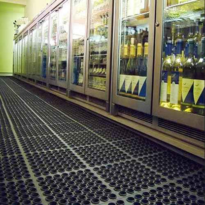 Anti-Fatigue Rubber Floor Mat - NANBOWANG Commercial Grade Interlocking Non-Slip Recycle Tyre Floor Mats for Restaurant Kitchen Bar Garden Outdoor Wet Area(36"x 36")