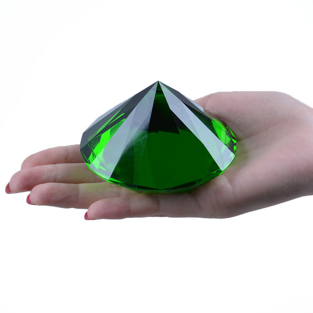 LONGWIN 80mm(3.1 inch) Crystal Diamond Paperweight Jewels Wedding Decoration Centerpieces Home Decor (Green)