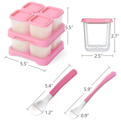 Matyz 8-Pack Baby Food Storage Containers Freezer Safe BPA Free (Pink, 4 OZ Each) - Solid Food Storage Containers Baby Stackable Baby Food Containers with Lids - Baby Food Freezer Storage Tray 4 Oz