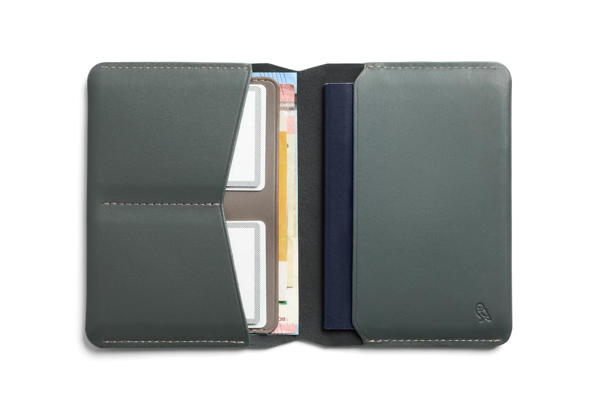 Bellroy Passport Cover (slimline travel wallet/pouch with card slots and space for cash plus travel documents) - Everglade