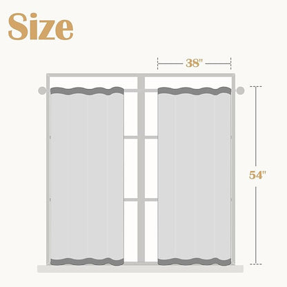 jinchan Striped Linen Kitchen Curtains 54 Inches Short Curtains Farmhouse Modern Cafe Style Window Treatments Airy Light Filtering Rod Pocket for Living Room Bathroom 2 Panels Taupe Grey