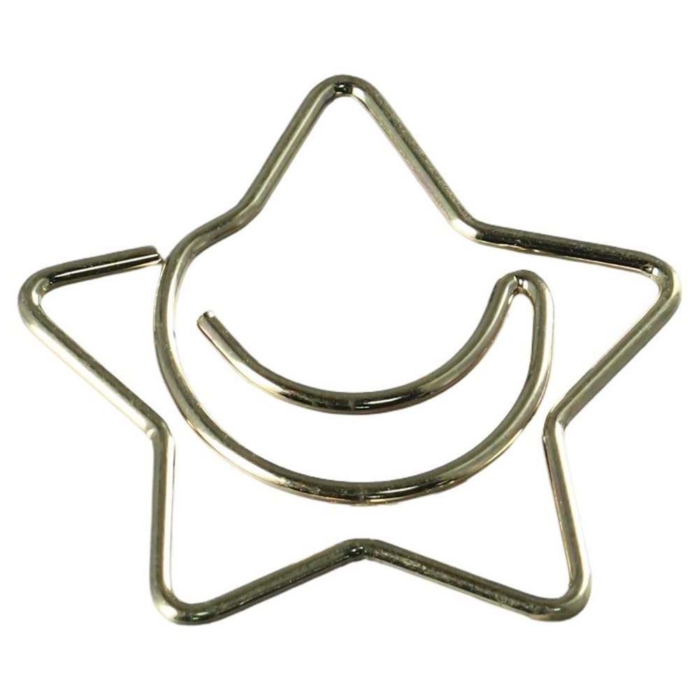 dohobby 50pcs Creative Moon and Star Shaped Paper Clip, Cute Gold Metal Bookmarks Memo Clips Set with Storage Box,Office Accessories for Home, Office