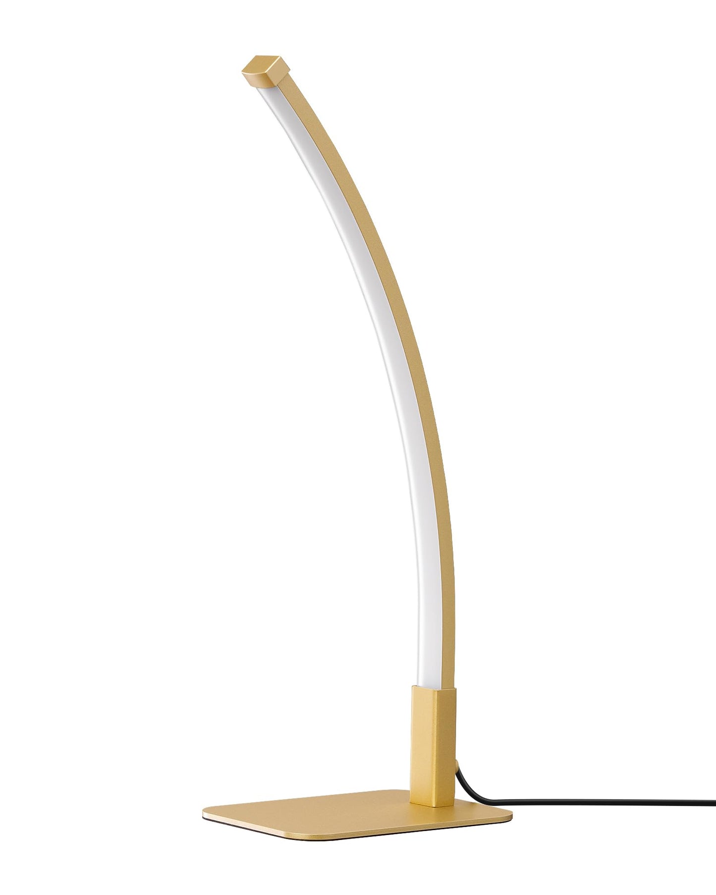 EDISHINE Curved LED Table Lamp, Modern Bedside Lamp with 3 Color Temperature & Stepless Dimming, Aluminum & Iron, Nightstand Lamp for Bedroom, Living Room, Gold