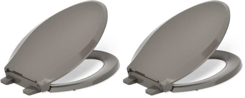 KOHLER 4636-RL-K4 Cachet ReadyLatch Elongated Toilet Seat Slow Close, Soft Close Toilet Seat Quiet Lid, Contoured Grip-Tight Bumpers Installation Hardware, Apartment Essentials, Cashmere (Pack of 2)