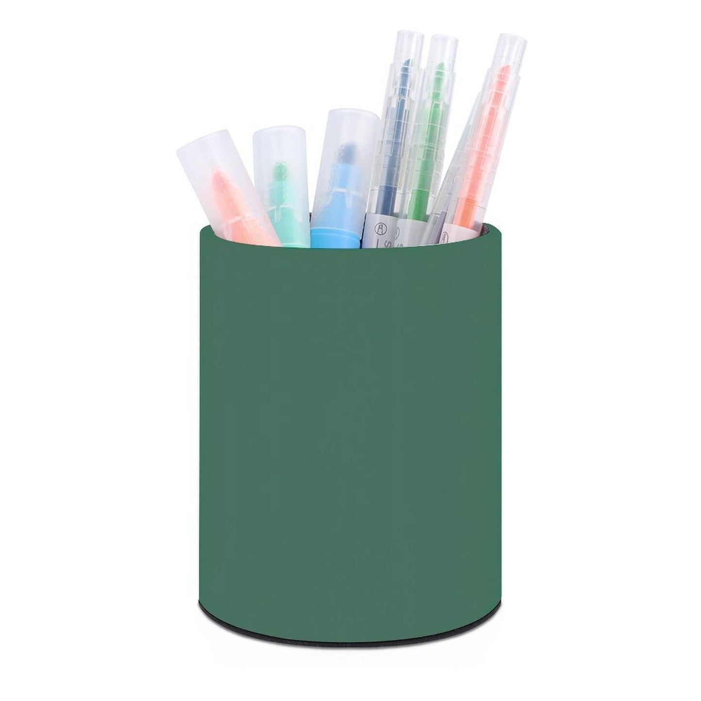 UTRSIFB Holder Cup Makeup Brush Storage Organizer, Waterproof Multifunctional Office Supplies, Pen Holder Cylinder Leather Pencil Green