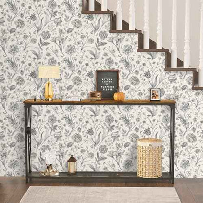 Black and Beige Peel and Stick Wallpaper Botanical Contact Paper 16.9inch x 118.1inch Floral Wall Paper Peel and Stick for Bathroom Bedroom Removable Self Adhesive Wallpaper Decor Vinyl