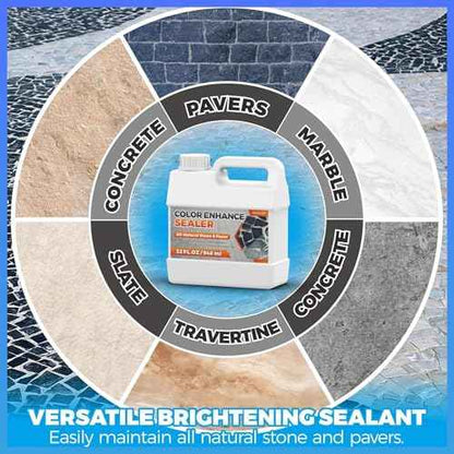 1 Gallon Wet Look Stone Sealer, High Gloss Paver Sealer for Outdoor Surfaces (Travertine, Slate, Sandstone, Concrete)? Waterproof, Provides Natural Color Enhancement for Driveways, Patios