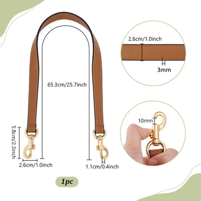 PH PandaHall 25.7 Inch Genuine Leather Purse Strap, 1 Inch Wide Bag Strap Puse Handle Bag Handles Replacement with Golden Buckles for DIY Handbag Underarm Bags Shoulder Bags, Coffee Color