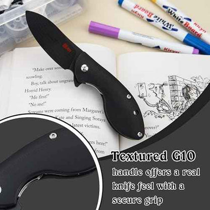 JIN Starry G10 Pocket Knife for Kids, DIY Knife Making Kit, Safe Fidget Toy, Black G10 Blade Handle, EDC Folding Knives, Camping, Boys Scout