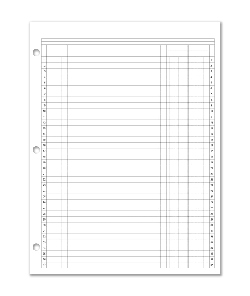 BookFactory 2 Column Ledger Sheets/Account Loose Paper/Accounting Paper (Two Columns Columnar Sheet Format) - 3 Hole Punched Loose Leaf Sheets, 50 Pgs, 8.5'' x 11'' (Made in USA)