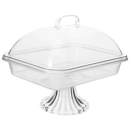 HOLIDYOYO Cake Display Tray with Dome Clear Acrylic Cover Reusable Snack Serving Platter 10.82X8.46X8.26In Perfect for Birthday Christmas and Party Dessert Presentation