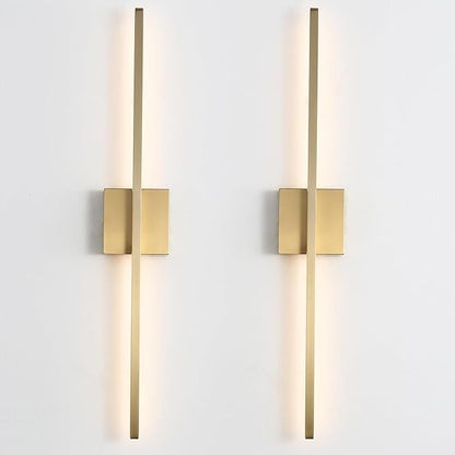 Wall Sconces Set of Two, LED Dimmable Sconces Wall Lighting, Brushed Gold Modern Wall Sconce Light for Bathroom, Living Room, Bedroom, Hardwi