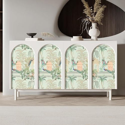 Blooming Wall DPYC17 Castle and Peacocks Standing on The Balcony Peel and Stick Wallpaper Removable Self Adhesive Wall Mural Wall D?cor