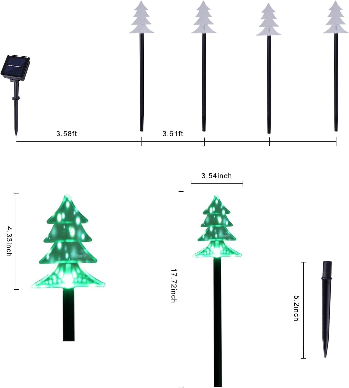 ILLUMINEW Christmas Solar Pathway Lights, Set of 5 Waterproof Landscape Christmas Lights, Stake Decorations, LED Yard Lawn Patio Walkway Decor