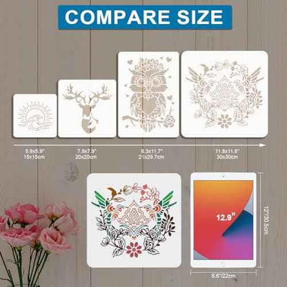 MAYJOYDIY 4pcs Lip Stencil Kiss Lips DIY Stencil 4Sizes 6~12inch Lips Lipstick Mouth Painting Stencils Reusable Red Lips PET Stencils for Gift Album Wall Furniture Room Decor Summer T-Shirts