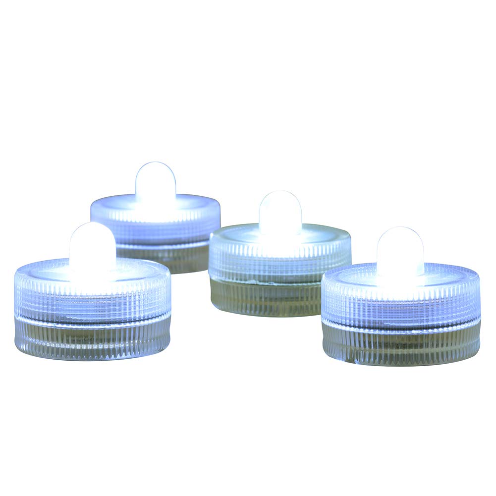 Halloween Lights Submersible LED Lights cr2032 Battery Powered Underwater Waterproof LED Tea Light for Events Wedding Centerpieces Vase Floral Xmas Holidays Home Decor Lighting(Pack of 12) (White)