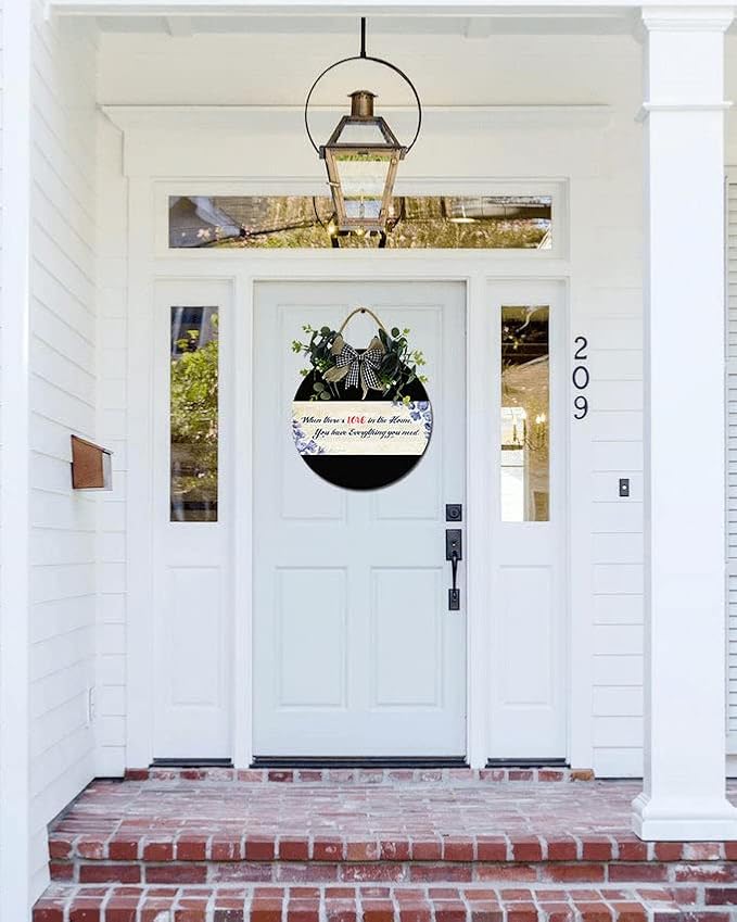 You Have Everything Front Door Sign Funny Wreaths Hanging Wooden Plaque Decoration Round Rustic Wood Farmhouse Porch Decor for Home Front Door Decor, 12 x 12 Inch