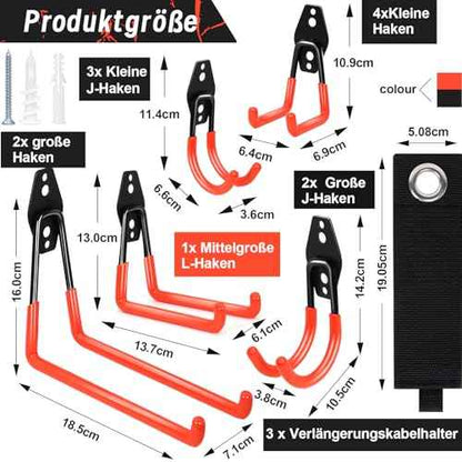 15 Pack Garage Hooks Heavy Duty,Garage Hangers Storage System Hooks for Shed Yard Tools Ladders Bikes Hose Hanging Wall Mount with Anti-Slip Coating
