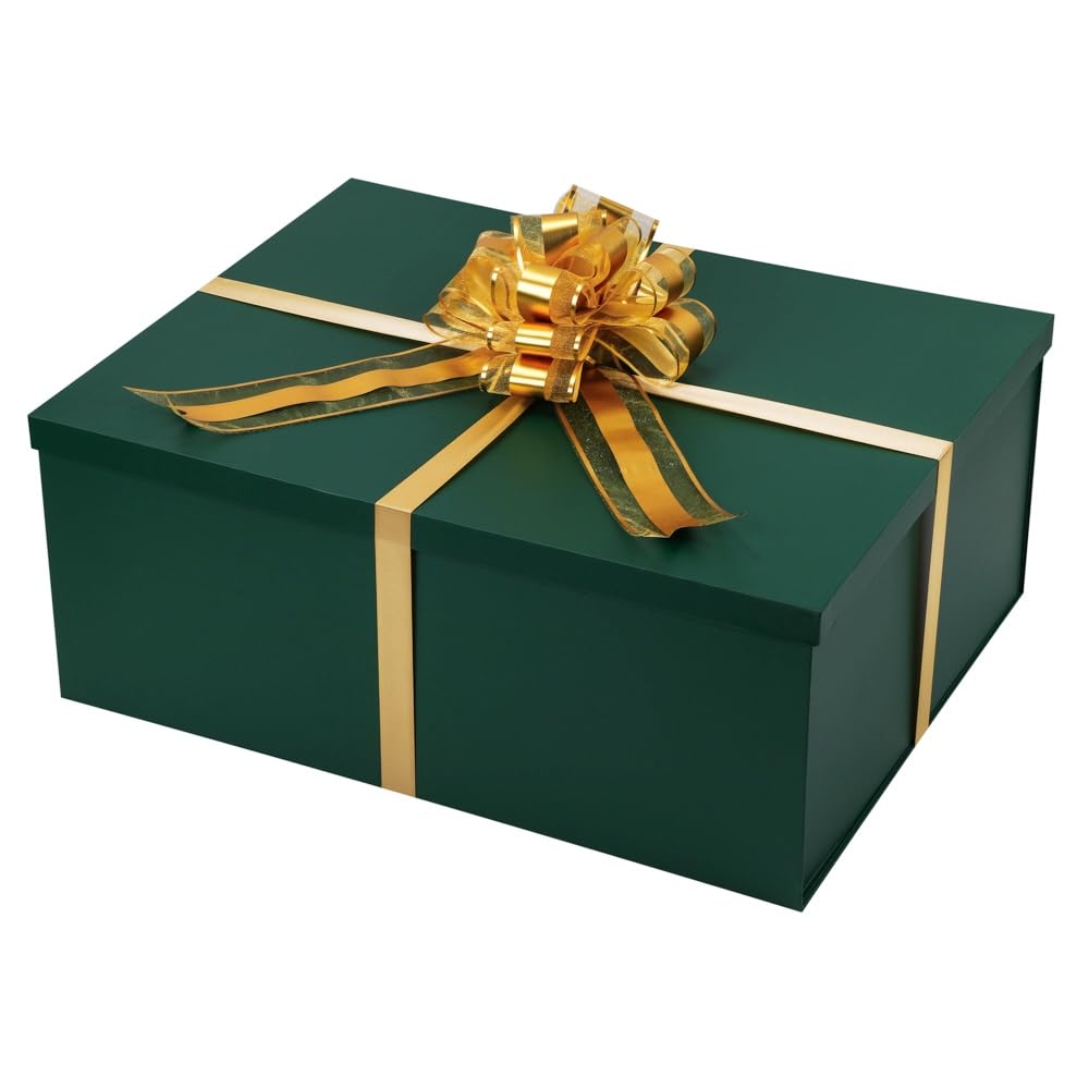 UoeRing Green Extra Large Gift Box 1Pcs 22x17x9 inch,luxury Gift Box with Lid for Presents Birthday Christmas Valentine's Day (Includes Pull Bows,Card,Envelope,Filler)