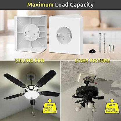 Fan Mounting Box, Ceiling Fan Mounting Bracket, Ceiling Fan Mounting Box, Ceiling Fan Mounting Kit, Fan Mounting Bracket, Fits Cathedral Ceiling Angles of 80¡Æ or Up, White, 2-Pack