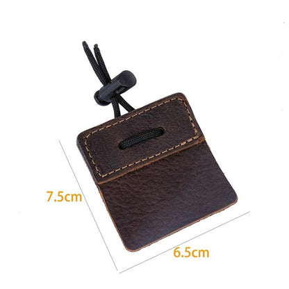 Windfulogo Square Leather Archery Finger Tab Long Bow Hand Protector for Right Hand Brown