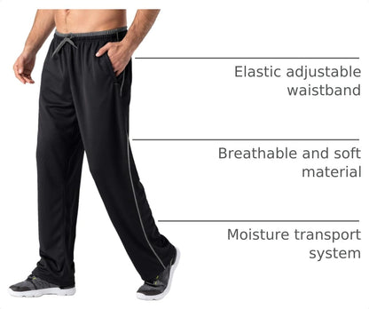 MAGNIVIT Men's Sweatpants Track Pants Open-Bottom Sweat Pants Performance Active Sweatpant Loose-Fit Black/Grey