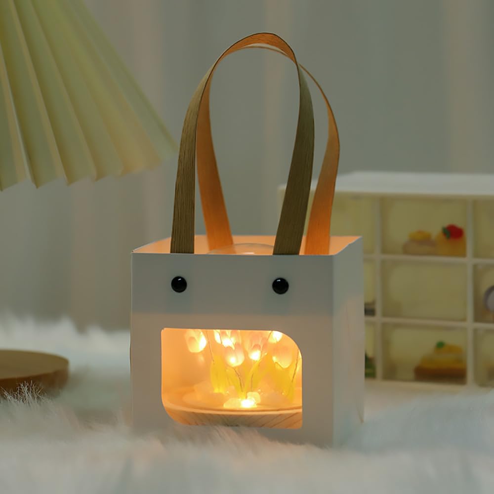 LOGAZOO Mothers Day Gifts for Mom – Tulip Lamp with Glass Dome, 20 LED Flower Night Light, Gift for Mom from Daughter Son, Birthday Christmas Holiday Gifts for Women, Bedroom Desk Decor