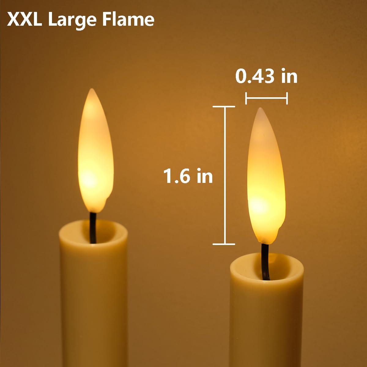 NONNO & ZGF 6 Pack Flameless 8.7'' Window Candles with 12 AA Batteries(Include) +6 Bows(with Bells) +6 Suction Cups+6 Golden Candleholders. Battery Powered Ivory Taper Candle with Remote and Timer