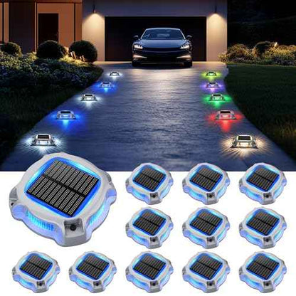 SOLPEX Solar Deck Dock Lights Outdoor 12 Pack, Color Changing Solar Powered Light, Driveway Lights, Waterproof for Step, Sidewalk, Path, Garden, Yard