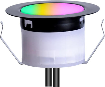 FVTLED Single Dynamic RGBW LED Deck Light, Φ1.77 Low Voltage RGBW Outdoor Step Lighting In-ground Landscape Pathway Patio Stair Decor Lamp(Black)