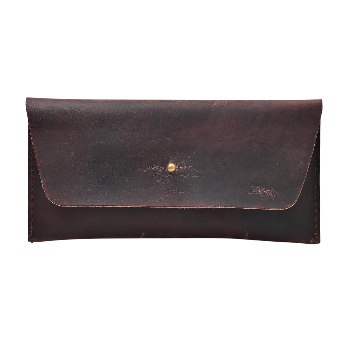 Autentico Leather Money Cash Envelopes Wallet for Men, Money Bag Pouch Reusable Budget Envelope, Retro Clutch Wallet, Dark Brown