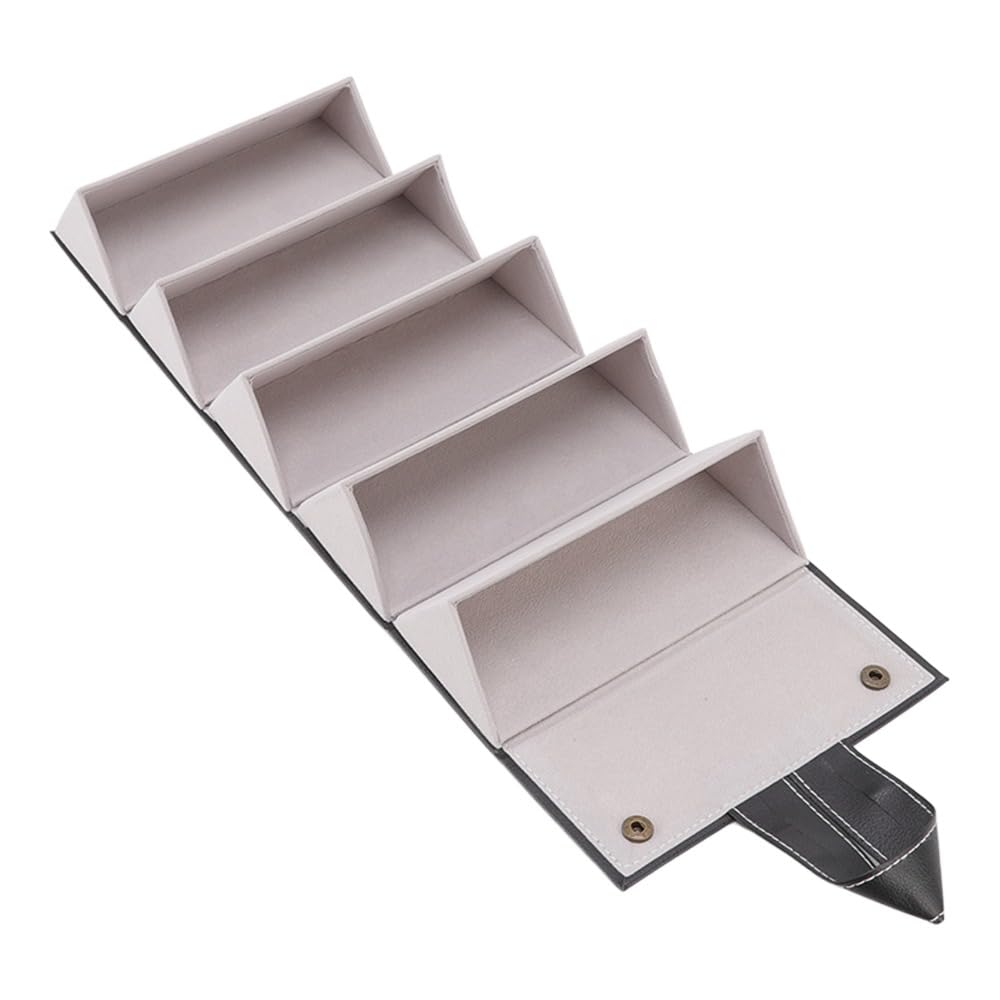 MOPFOL Sunglasses Organizer Case 8 Slots PU Leather Foldable Hanging Design Travel Eyewear Holder with Multiple Compartments for Glasses Storage(Grey)
