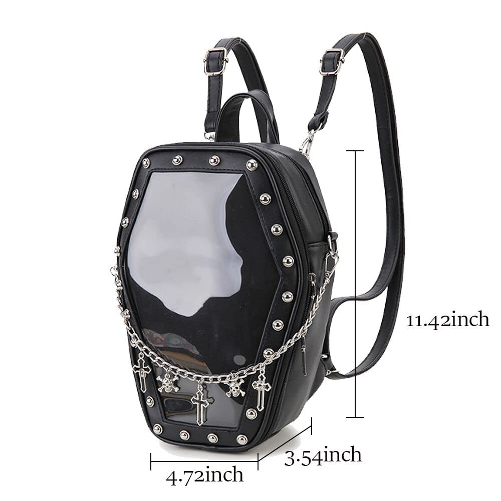 ENJOININ Gothic Coffin Shape Purses and Handbags for Women Halloween Shoulder Bag Ita Purse Backpack