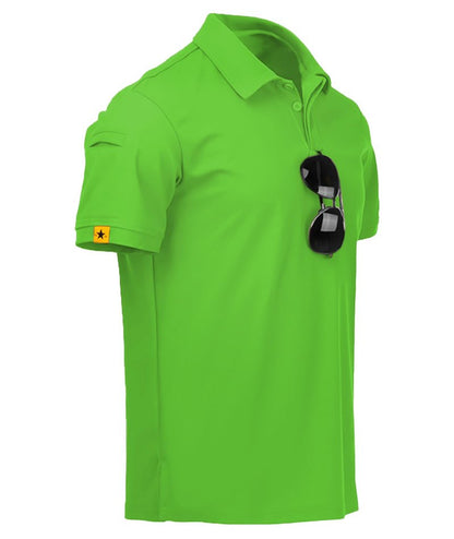 ZITY Mens Polo Shirt Short Sleeve Sports Tactical T-Shirt Athletic Golf Polos Daily Casual Stylish Collared Shirts for Men Neon Green 3X-Large