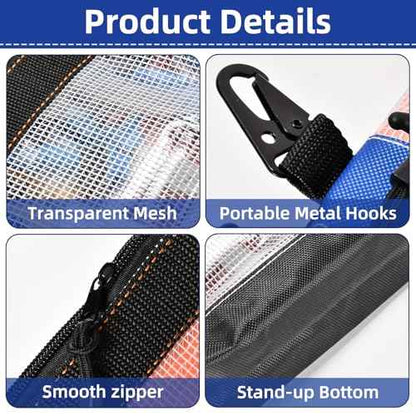 4Pcs Clear Tool Pouch, 11" Zipper Pouches, Durable Organizer Bag for Box Organizers and Storage, Heavy Duty Small