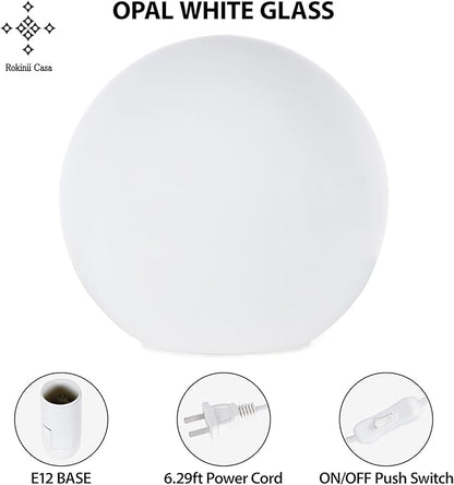 6 Inch Ball Table Lamp with Glass Shade, Ball Light Bookshelf Lamp for Bedroom, Dorm, Office and Bedroom Bookshelf Reading Decoration, Without Bulb