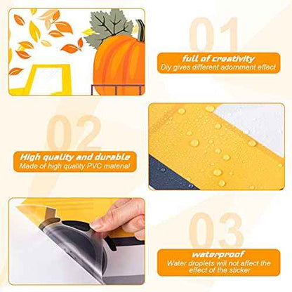 5 Pieces Thanksgiving Wall Stickers Maple Leaves Blessed Wall Decals Thankful Autumn Pumpkin Window Clings Fall Harvest Wall Art Decor Wall Stickers for Kitchen DIY Living Room Bedroom