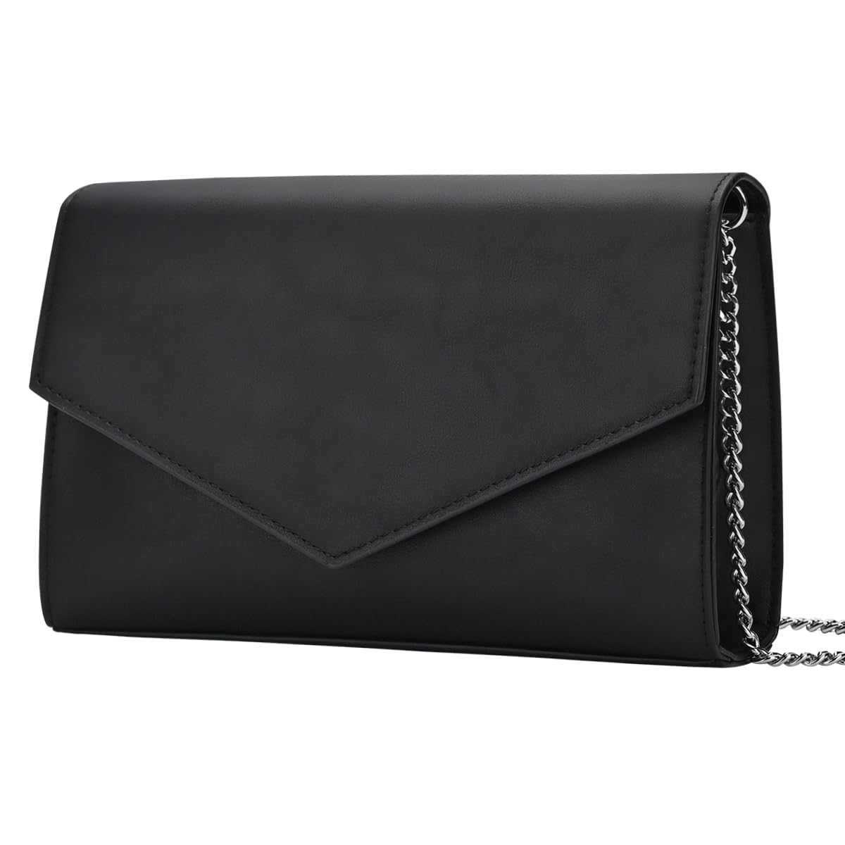 GM LIKKIE Clutch Purse for Women, Evening Envelope Clutch Bag, Crossbody Foldover PU Leather Shoulder Handbag (Black)