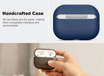 Haobobro Leather Case - for AirPods Pro 3 Case Cover - Selected Skin-Friendly Leather, with Carbon Fibre Texture, Handmade Drop Protective Hard Cover for AirPods Pro 3rd Generation Earbuds - White