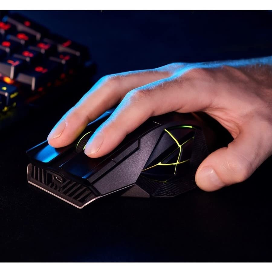 ASUS ROG Spatha X Wireless Gaming Mouse (Magnetic Charging Stand, 12 Programmable Buttons, 19,000 DPI, Push-fit Hot Swap Switch Sockets, ROG Micro Switches&Paracord and Aura RGB lighting),Black