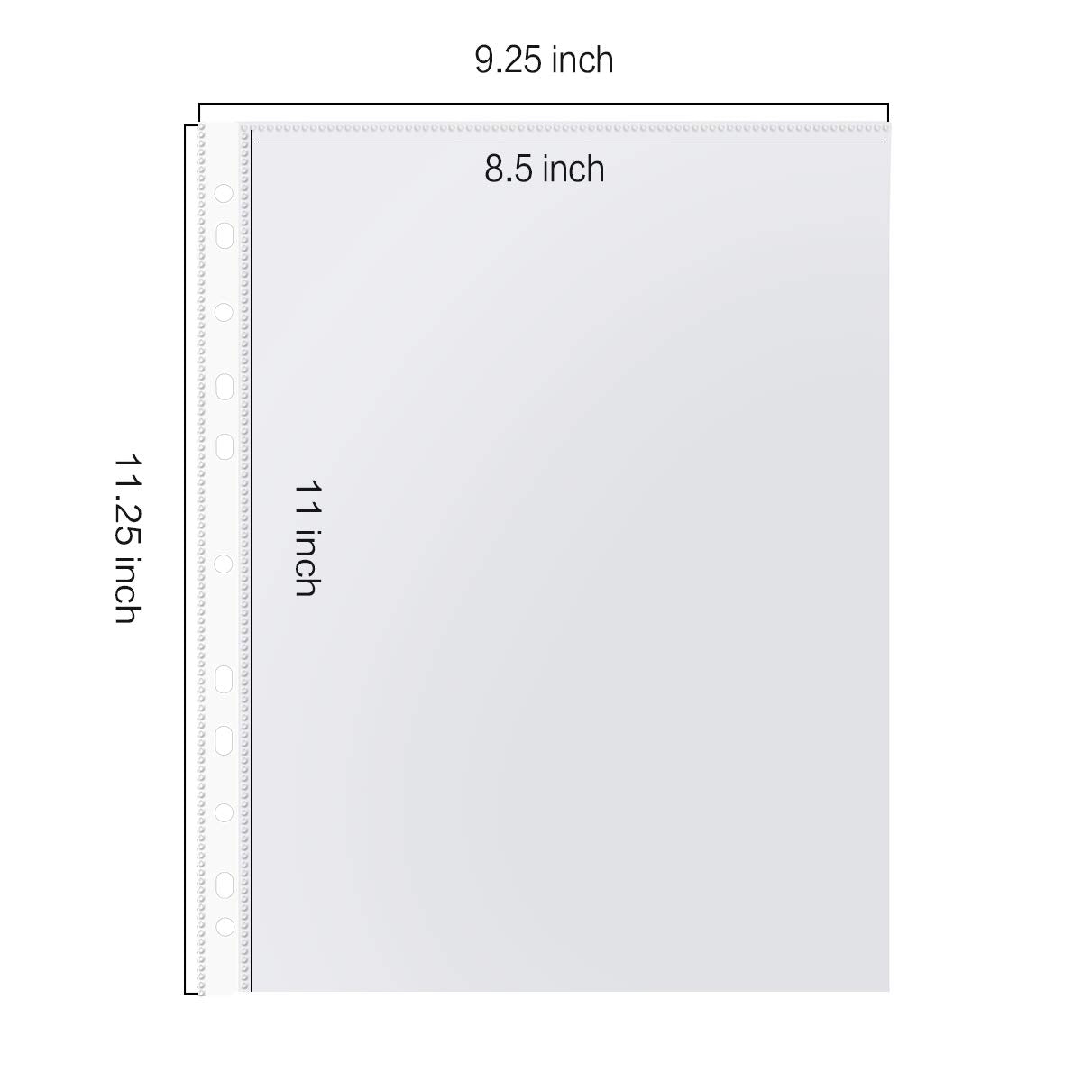 Sheet Protectors, PANDRI 600 Pack Clear Heavy Duty Plastic Page Protectors Sheet Reinforced 11-Hole Fit for 3 Ring Binder Fits Standard 8.5 x 11 Paper, 9.25 x 11.25 Top Loaded, Excluding Acid