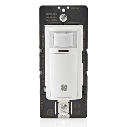 Leviton Humidity Sensor Switch for Bathroom Exhaust Fan, Automate Ventilation, Air Circulation, Moisture Control, ¼ HP, Single Pole, DHS05-1LW, White