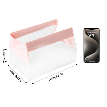 Clear Toiletry Bag with Magnetic Closure, 0.7mm Thick Structured TPU Travel Organizer, Transparent Cosmetic Bag for Toiletries, Makeup and Daily Essentials with Modern Color Trim(Pink Trim)