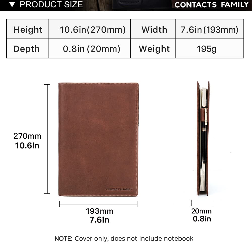 Hiram B5 Leather Notebook Cover, B5 Genuine Leather Journal Cover,B5 Diary Cover, 7.6in x 10.6 in Writing Notebook Cover, B5 Handbook Cover, B5 Planner Cover Leather-for B5 Notebook